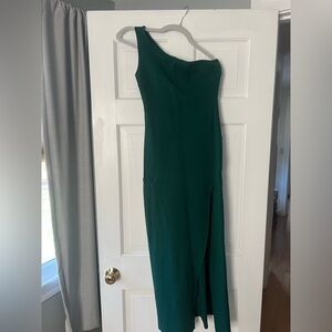 Lulus Good Times Only Hunter Green One-Shoulder Maxi Dress